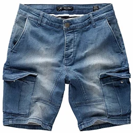 Herren Destroyed Jeans Shorts Kurze Hose Sommer Bermuda 7979 Used Blue (798) W32