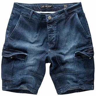 Amaci&Sons Herren Destroyed Jeans Shorts Sommer Bermuda (798) Dunkelblau (798)