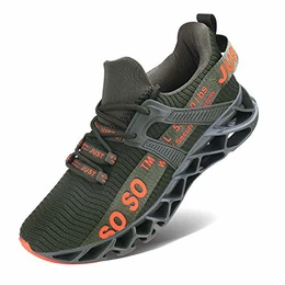 Herren Sneaker Herren Laufschuhe Leichte Klinge Fitness Straße Wanderschuhe Atmungsaktiv rutschfeste Mode Lässig Sneaker (2 Armeegrün,Größe 43 EU/265 CN)