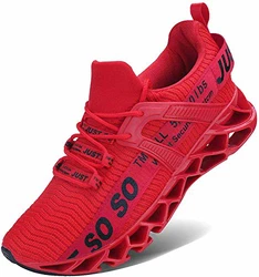 Wonesion Herren Fitness Laufschuhe Atmungsaktiv Rutschfeste Mode Sneaker Sportschuhe rot