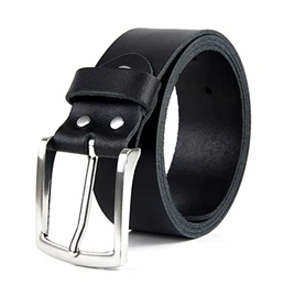 ® Herren Gürtel 100% Echt Leder, Made in Germany, 3.8 cm breit und 0.25 cm stark, Schwarz