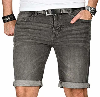 Indicode Herren Sommer Jeans Shorts Kurze Hose Sommerhose Bermuda B556a Mittelgrau (B556a)