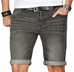 Indicode Herren Sommer Jeans Shorts B556a Mittelgrau (B556a)