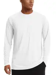 Herren UV Shirts Langarm Atmungsaktiv Sonnenschutz Outdoor Fishing Oberteil Rash Guards, Weiß, M