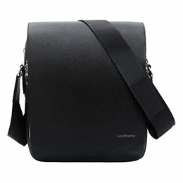 Herren Umhängetasche Schultertasche Herrentasche mit Großer Kapazität für Alltag Freizeit Arbeit Schwarz