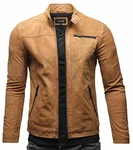 Crone Epic Herren Lederjacke Cleane Leichte Basic Jacke Cognac