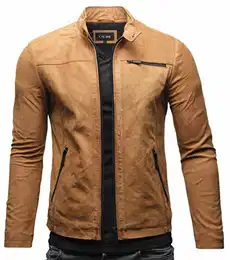 Epic Herren Lederjacke Cleane Basic Leder Jacke aus weichem Rindsleder (L, Cognac (Nubukleder))