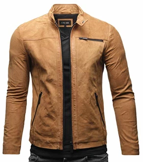 Crone Epic Herren Lederjacke Cleane Leichte Basic Jacke Cognac