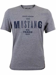 Herren T-Shirt Rundhals Kurzarm Logo Print Baumwolle Schwarz Weiß Blau Grau S M L XL 2XL 3XL [M, Mid Grey Melange (1004401-4140)]