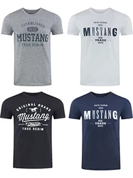 Herren T-Shirt 4er Pack Frontprint O-Neck Rundhalsausschnitt Kurzarm Regular Tee Shirt 100% Baumwolle Schwarz Weiß Grau Blau Grün, Größe:S, Farbe:Farbmix (P15)