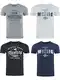 MUSTANG Herren T-Shirt 4er Pack Frontprint O-Neck Rundhalsausschnitt Kurzarm Regular Tee Shirt 100% Baumwolle Schwarz Weiß Grau Blau Grün, Größe:S, Farbe:Farbmix (P15)
