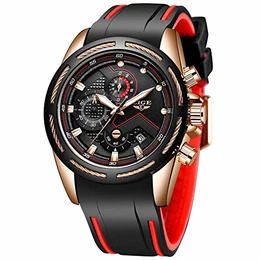 Herren Uhren Sport Militär Wasserdicht Chronograph Armbanduhr Männer Silikon Schwarz Herrenuhren Datum Kalender Modisch Analog Quarzuhr