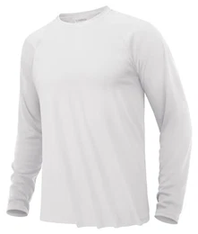 Herren UV Shirt Outdoor Sonnenschutz Langarmshirt Polyester Funktionsshirt Sport Shirt Fitness Joggen Wassersport Performance T-Shirt Weiß M