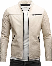 Crone Epic Herren Lederjacke Cleane Leichte Basic Jacke Elfenbein