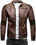 Crone Epic Herren Lederjacke Cleane Leichte Basic Jacke Vintage Havanna