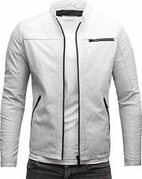 Epic Herren Lederjacke Cleane Leichte Basic Echtleder Jacke (M, Cocaine (Schafsleder))
