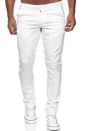 Hose Chino Herren Slim Fit Chinohose Stoffhose Herrenhose Stretch Neu 19530 (32W/32L, Weiß)