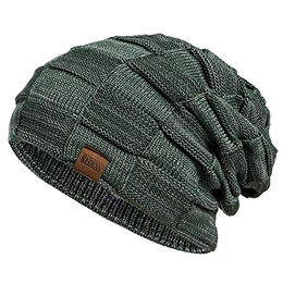 REDESS Mützen Herren Long Slouch Beanie Grobstrick Mütze mit Fleece Teddy gefüttert M11 (010)