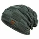 REDESS Mützen Herren Long Slouch Beanie Grobstrick Mütze mit Fleece Teddy gefüttert M11 (010)