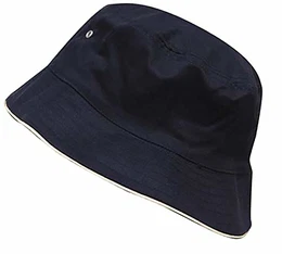 Fischerhut Sonnenhut Baumwolle Anglerhut Fischermütze Strandhut Freizeithut Schlapphut Camping Reisen (Navy White)