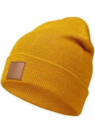 Leatherpatch Winter Mütze Beanie (Pantone-Yellow)
