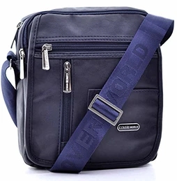 Original Herrentasche COVERI Multi-Taschen Zubehör Reißverschluss geräumig blau schwarz kleine Tasche Blau blau Grande larghezza:24cm Altezza:26cm profondità:9cm