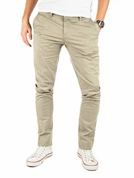 Chino Hose Herren Beige - Kyle by Yzb Jeans Braun - Braune Lange Business Chinohose für Maenner Stretch, Beige (Plaza Taupe 161105), W32/L34