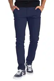Herren Designer Chino Hose Stretch Stoff Chinohose Slim Fit Casual Trousers (32W / 32L, Navy)
