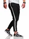 behype. Herren Chino-Hose Nadelstreifen-Hose Side-Stripe Anzugs-Hose 80-0130 Schwarz W32