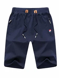 Kurze Hose Herren Shorts Sommer Jogginghose Kurz Baumwolle Gym Sweat Shorts Herren Sport (Blau,S)