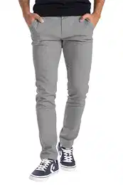 Herren Designer Chino Hose Stretch Stoff Chinohose Slim Fit Casual Trousers (32W / 32L, Hellgrau)