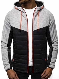 Herren Übergangsjacke Jacke Übergang Jacken Herbst Bomberjacke Stehkragen Kapuze Steppjacke Kapuzenjacke Leichte Outdoor Puffer Jacket Gepolstert 777/1452K GRAU L