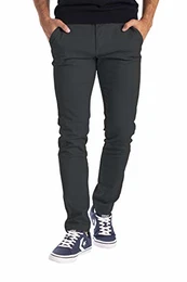 Herren Designer Chino Hose Stretch Stoff Chinohose Slim Fit Casual Trousers (32W / 32L, Dunkelgrau)