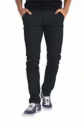 Herren Designer Chino Hose Stretch Stoff Chinohose Slim Fit Casual Trousers (32W / 32L, Schwarz)