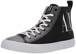Armani Exchange Herren SNK P.COT.Twill+TPU+ Hohe Sneaker, Schwarz (Black+White Logo 00002), 43 EU