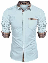 Business Hemd Langarm Herren Slim fit bügelleicht Hemden einfarbig Shirt füu männrt, M, hellblau
