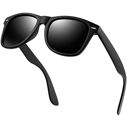 Sonnenbrille Polarisierte Schwarz Herren Damen UV400 Schutz Vintage Rechteck Retro Unisex Klassische Fahrende Brille