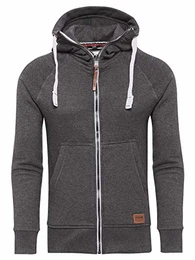 Zipper Pullover Grauer Hoodie Herren Kapuze Sweatjacke Baumwoll Kapuzenshirt Männer Jacken Hoody Jacob, Grau (Moonless Night 194203), M