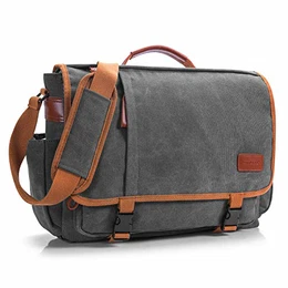 17 Zoll Aktentasche Messenger Bag Umhängetasche Laptop Tasche Handtasche Business Briefcase Multifunktions Reise Tasche Passend für 17-17,3 Inch Laptop/Damen/Herren(Canvas Dunkel Grau)