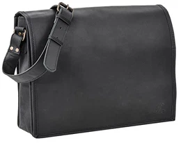 Ledertasche Umhängetasche - Mitch Laptoptasche Leder 15 Zoll Schwarz