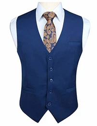 Herren formale Hochzeitsfeier Business Light Navy Blue Weste Baumwolle einfarbig Weste