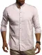 Leif Nelson Herren Leinenhemd Hemd Leinen Kurzarm T-Shirt Oversize Stehkragen Männer Freizeithemd Sommerhemd Regular Fit Jungen Basic Shirt Kurzarmshirt Freizeit Sweater LN3860 Beige Medium