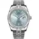 BUREI Herren Luxury Automatikuhren Hellblaues dial Analoge Kalenderanzeige Saphirglaslinse mit Silber Edelstahlband