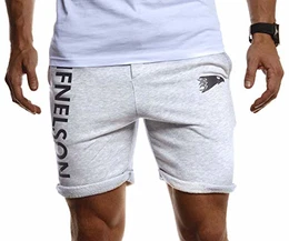 Gym Herren Shorts Kurze Fitnesshose - Jogginghose Moderne Schwarze Männer Kurze Trainingshose Top Herren Sport-Hose für Bodybuilding Fitness 6296 Grau-Schwarz Large
