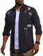 Leif Nelson Herren Hemd Freizeithemd T-Shirt Langarm 100% Baumwolle Männer Langarmshirt Oversize Jeanshemd Jungen Basic Shirt Kurzarmshirt Jeansjacke Sommerhemd LN3845 Schwarz Small