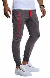 Herren Trainingshose Sporthose Slim Fit Männer Fitnesshose Jogginghose Lange Fitness-Hose für Sport Training Bodybuilding Jungen Sweatpants Jogging LN8295; M; Anthrazit-Rot