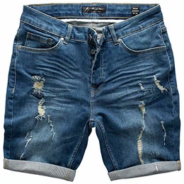 Herren Destroyed Jeans Shorts Kurze Hose Sommer Bermuda 7979 Used Blue W32
