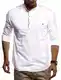 Leif Nelson Herren Leinenhemd Hemd Leinen Kurzarm T-Shirt Oversize Stehkragen Männer Freizeithemd Sommerhemd Regular Fit Jungen Basic Shirt Kurzarmshirt Freizeit Sweater LN3865 Weiss Medium