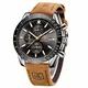 BENYAR Chronograph Herren Uhren Analog Quarzuhr Männer Lederband Schwarz Zifferblatt 30M Wasserdicht Mode Sport Armbanduhr Elegantes Geschenk