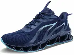 Herren Laufschuhe Fitness straßenlaufschuhe Sneaker Sportschuhe atmungsaktiv rutschfeste Mode Freizeitschuhe (3D Dunkelblau,Größe 43 EU/265 CN)